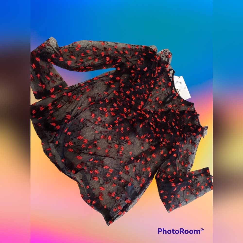 Sabina Musayev lace mesh blouse women M